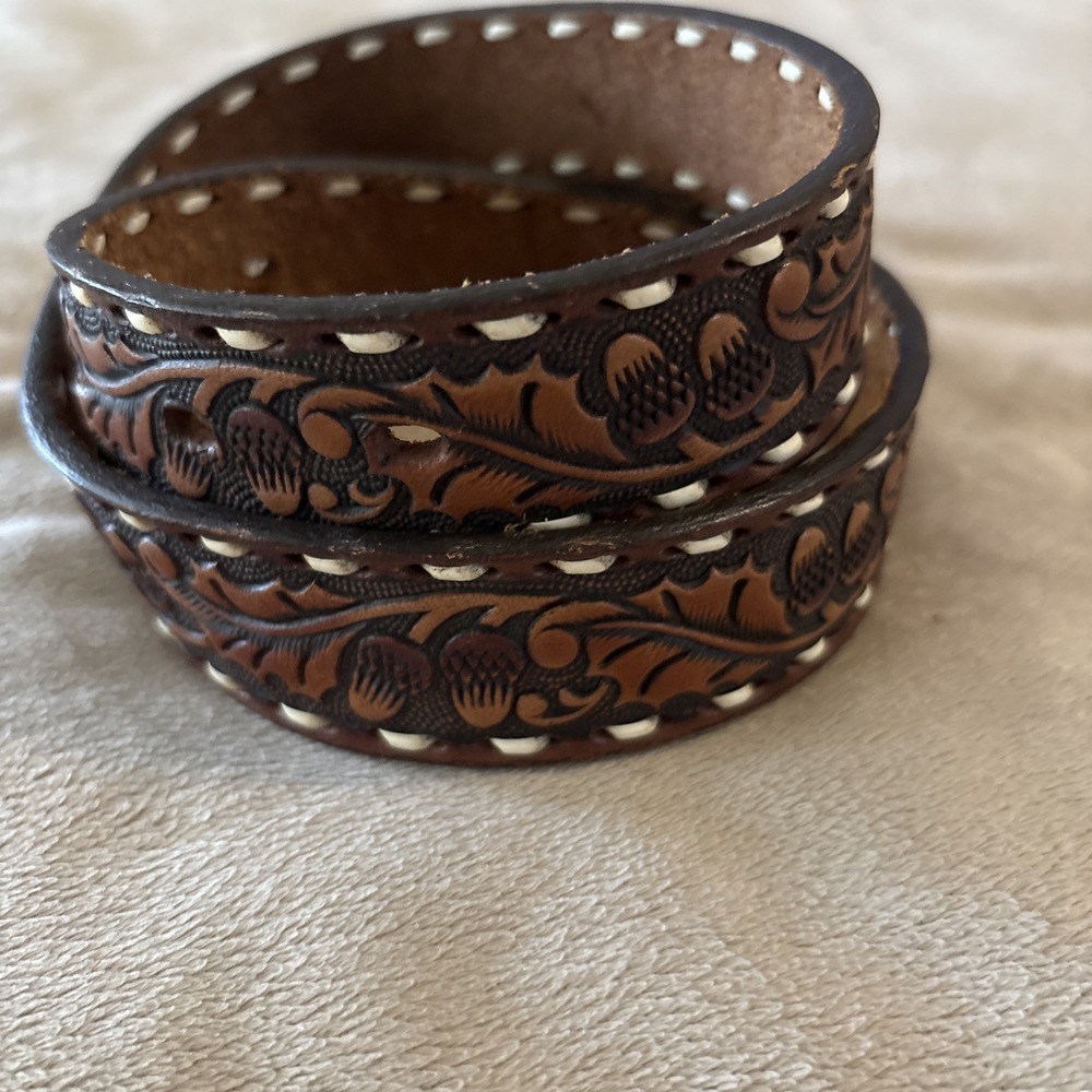 Hand Finished Saddle Leather Western Brown Belt Size 26 Youth